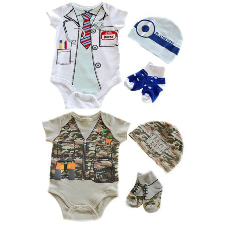 Picture of BG80 - 3 PCS SET BOYS IN COTTON - HAT-BODYSUIT-SOCKS